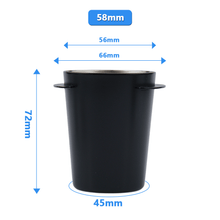 Load image into Gallery viewer, Coffee grounds transferred from dosing cup into 58mm portafilter
