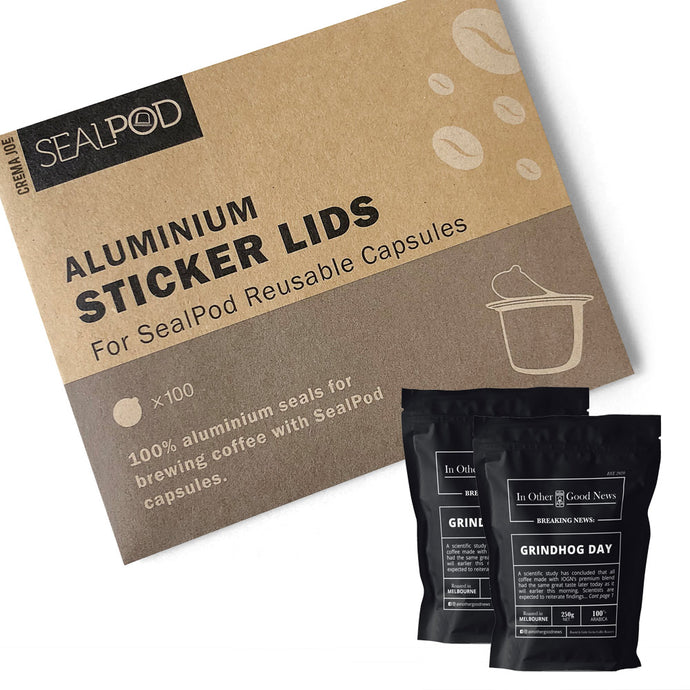 reusable coffee pods with recyclable lids plus coffee pack  
